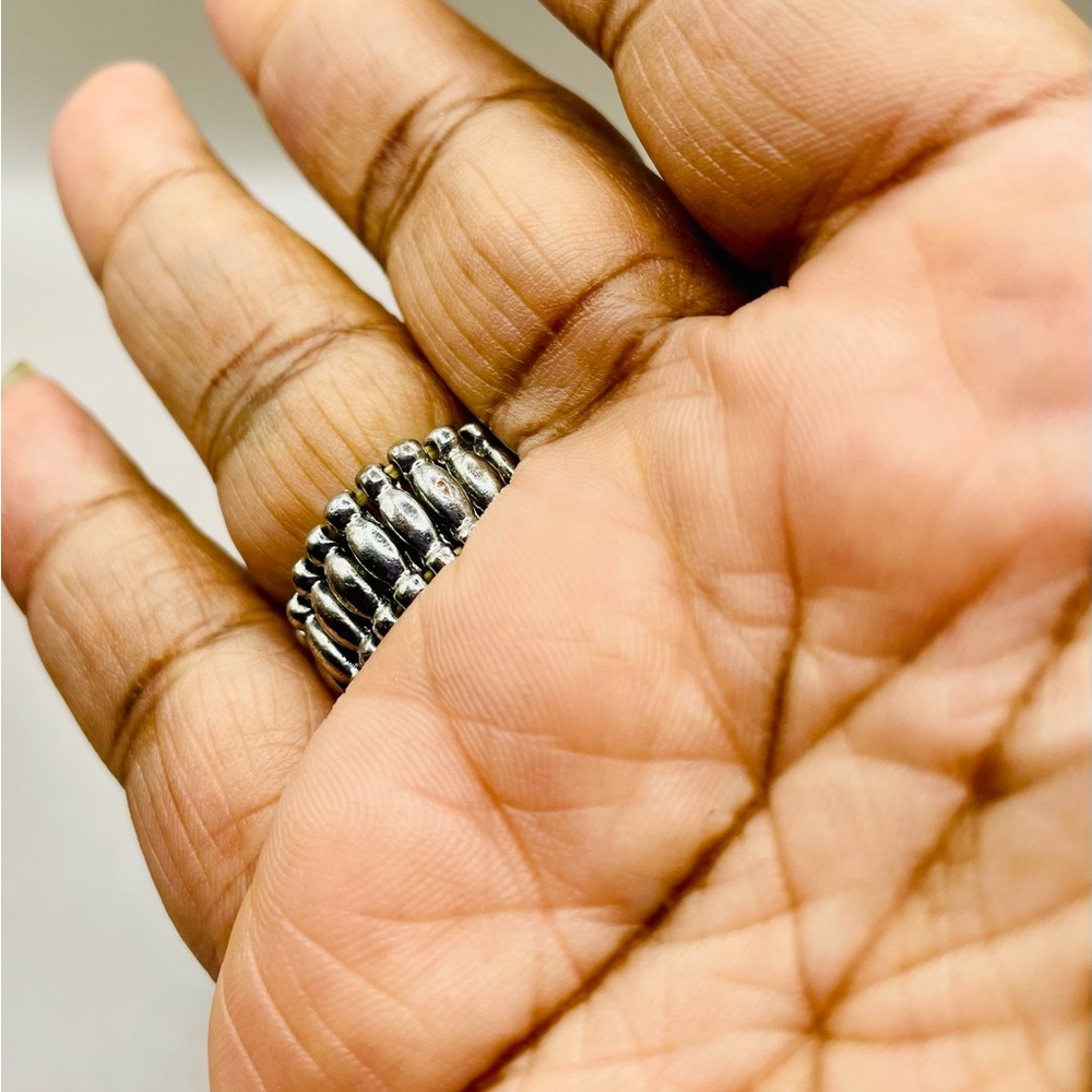 Large Statement Textured Rhinestone And Wavy Oval… - image 5